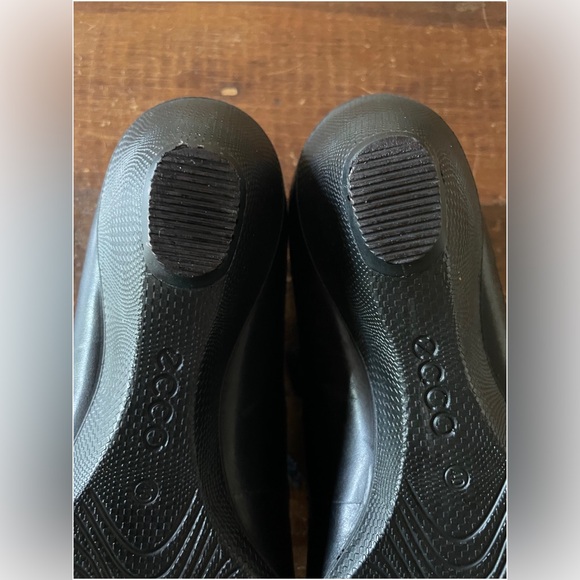 Ecco Mary Janes Womens Black Leather Heels Sculptured Lace Up size 40 US 9 - Picture 3 of 5